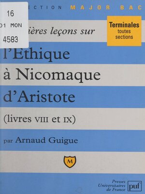 cover image of Premières leçons sur l'Éthique à Nicomaque, d'Aristote